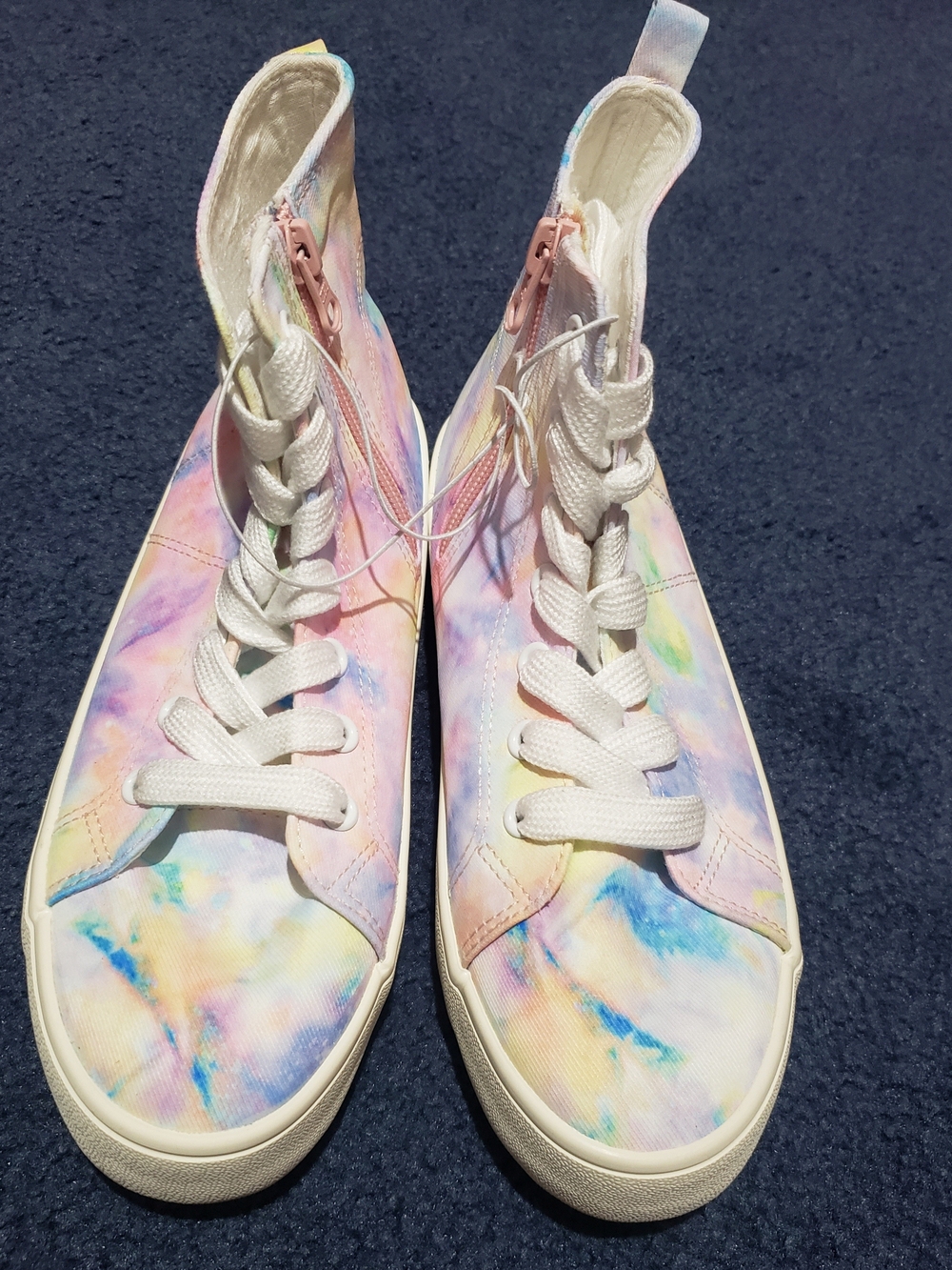 art class Pastel Tie-Dye High-Top Sneakers with White Laces and Side Zipper